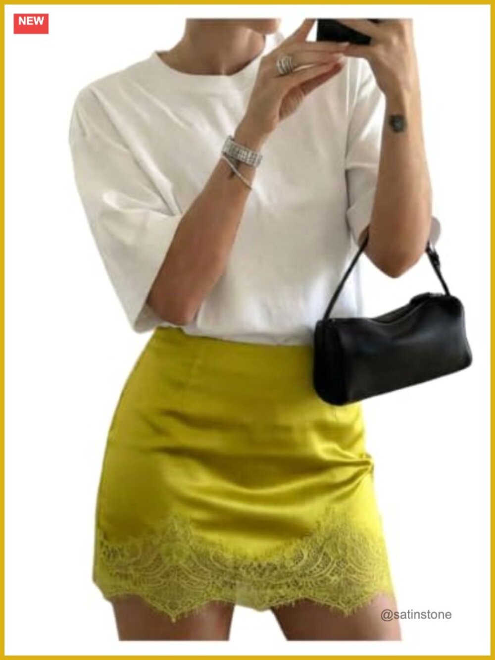Satin Lace Trim Pencil Mini Skirt Party Going Out Vacation